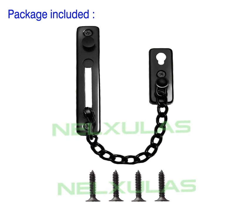 NELXULAS Security Door Chain 304 Stainless Steel Casting Door Surface-Mounted Lock Brushed Finish (C Style) - Image 2